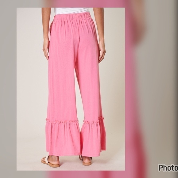 NWT Sugar Lips Ryder Ruffle Wide Leg Cotton Knit Pants Size XSmall - Picture 2 of 7